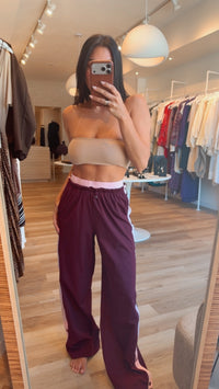 Double Layered Side Stripe Nylon Track Pants