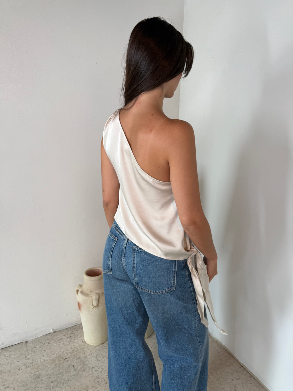 Champagne One Shoulder Blouse