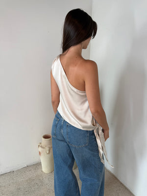 Champagne One Shoulder Blouse