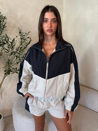 Navy Cream Wind Breaker & Short Set