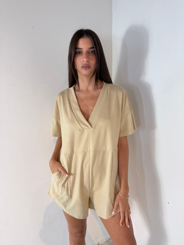 Taupe SS Romper