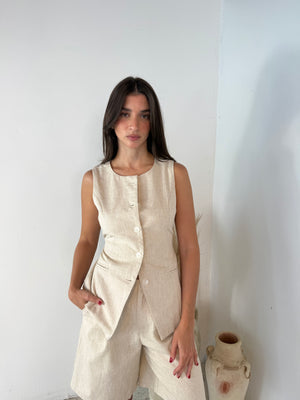 Linen Vest & Bermuda Set