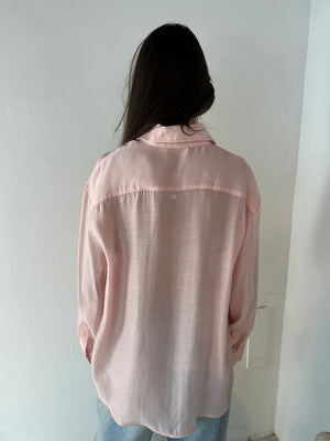Oversized LS Sheer Button Down Top