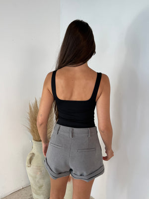 Shorts With Contrast Pu Leather Trim