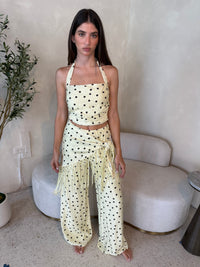 Yellow 3 Pc Combo Fringe Polka Set