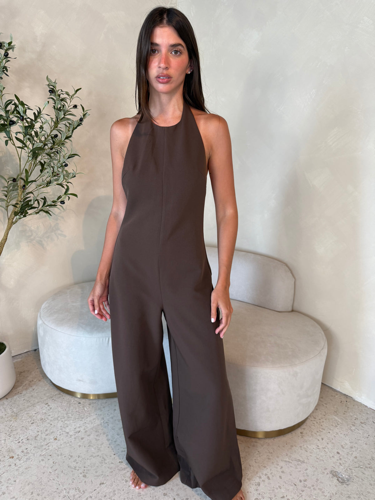 Open Back Halter Jumpsuit