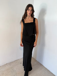 Linen Flare Crop Top And Bias Maxi Skirt