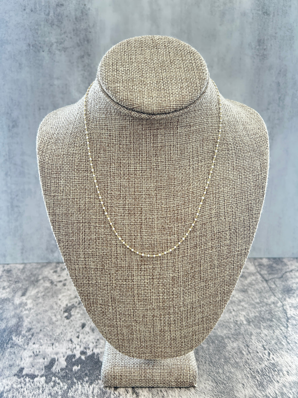 Long White Beaded Necklace
