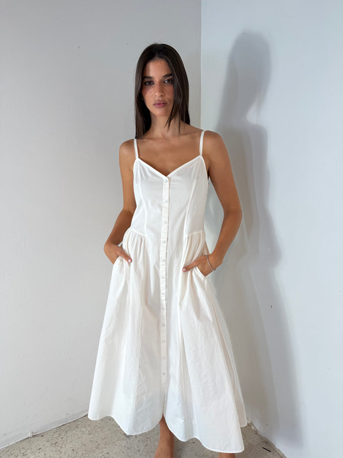 Button Front Cami Midi Dress