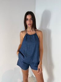 Denim Halter Top & Short Set