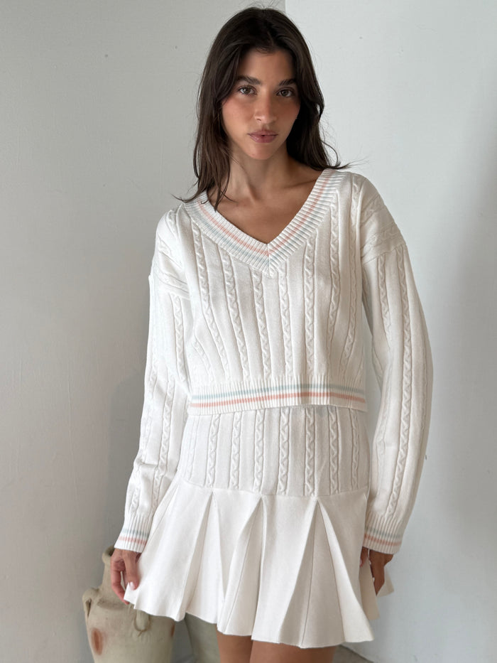 Varsity Crop Sweater & Skirt Set