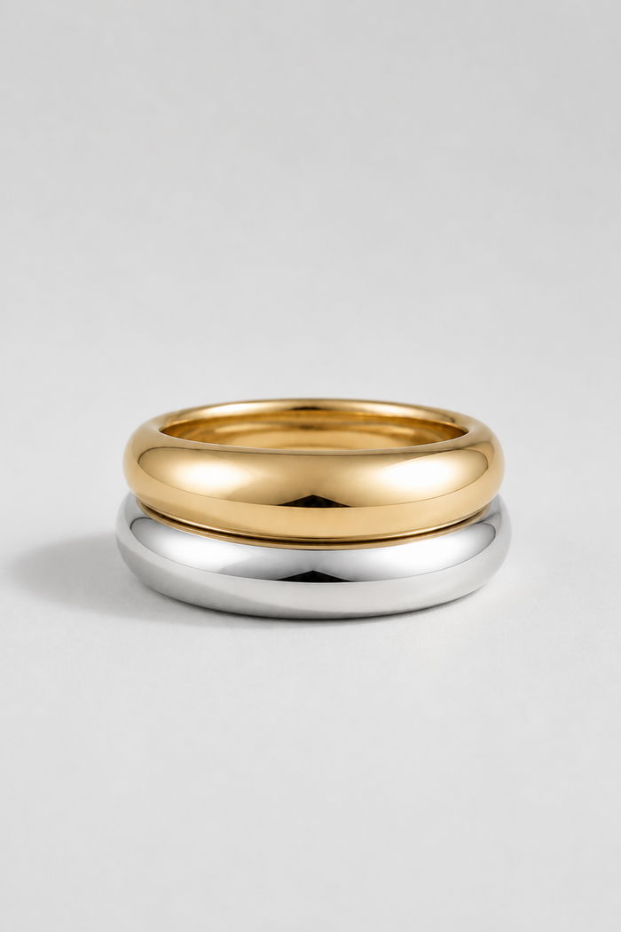 DOME RING STACK - TWO TONE