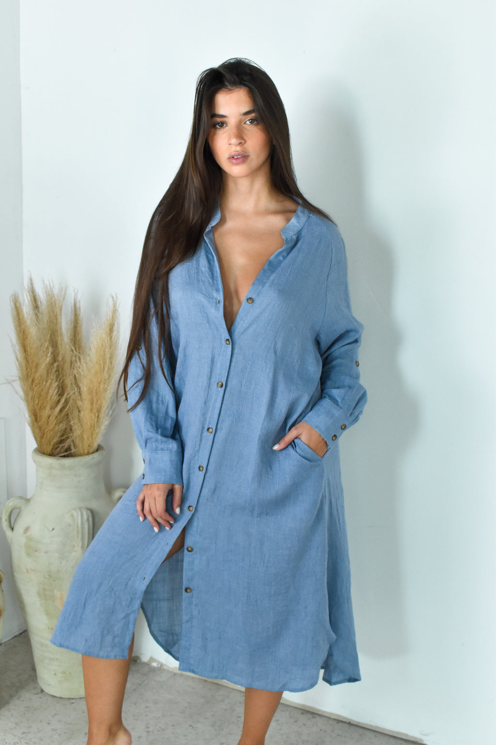 Washed Mid Shirt Dress
