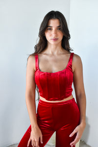 Red Velvet Corset Top & Pant Set