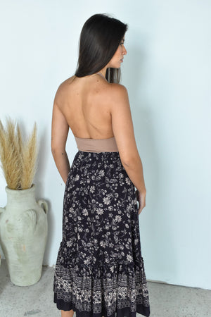 Dark Floral Maxi Skirt