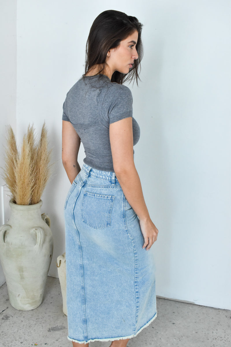 Denim Midi Skirt