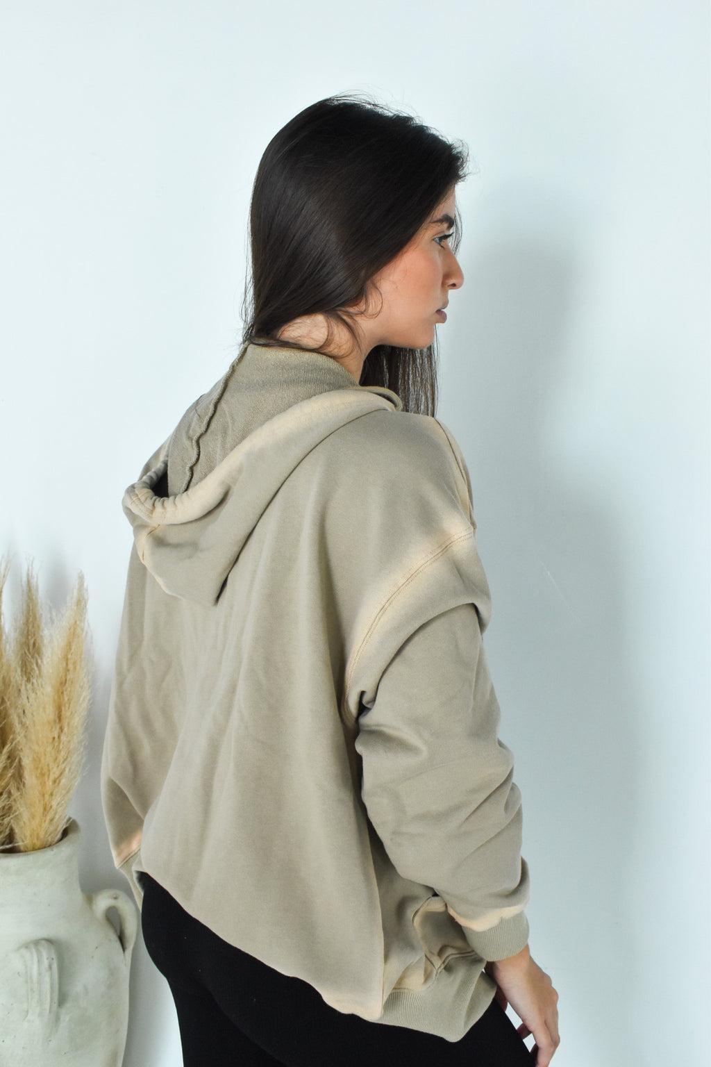 Taupe Wash Detail Hoodie