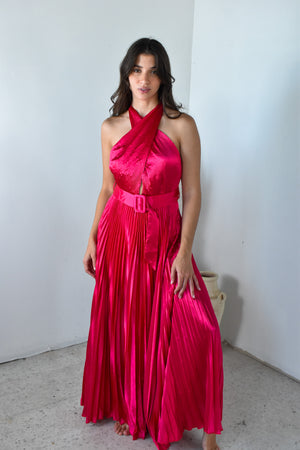 Pleated Magenta Dress