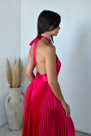 Pleated Magenta Dress