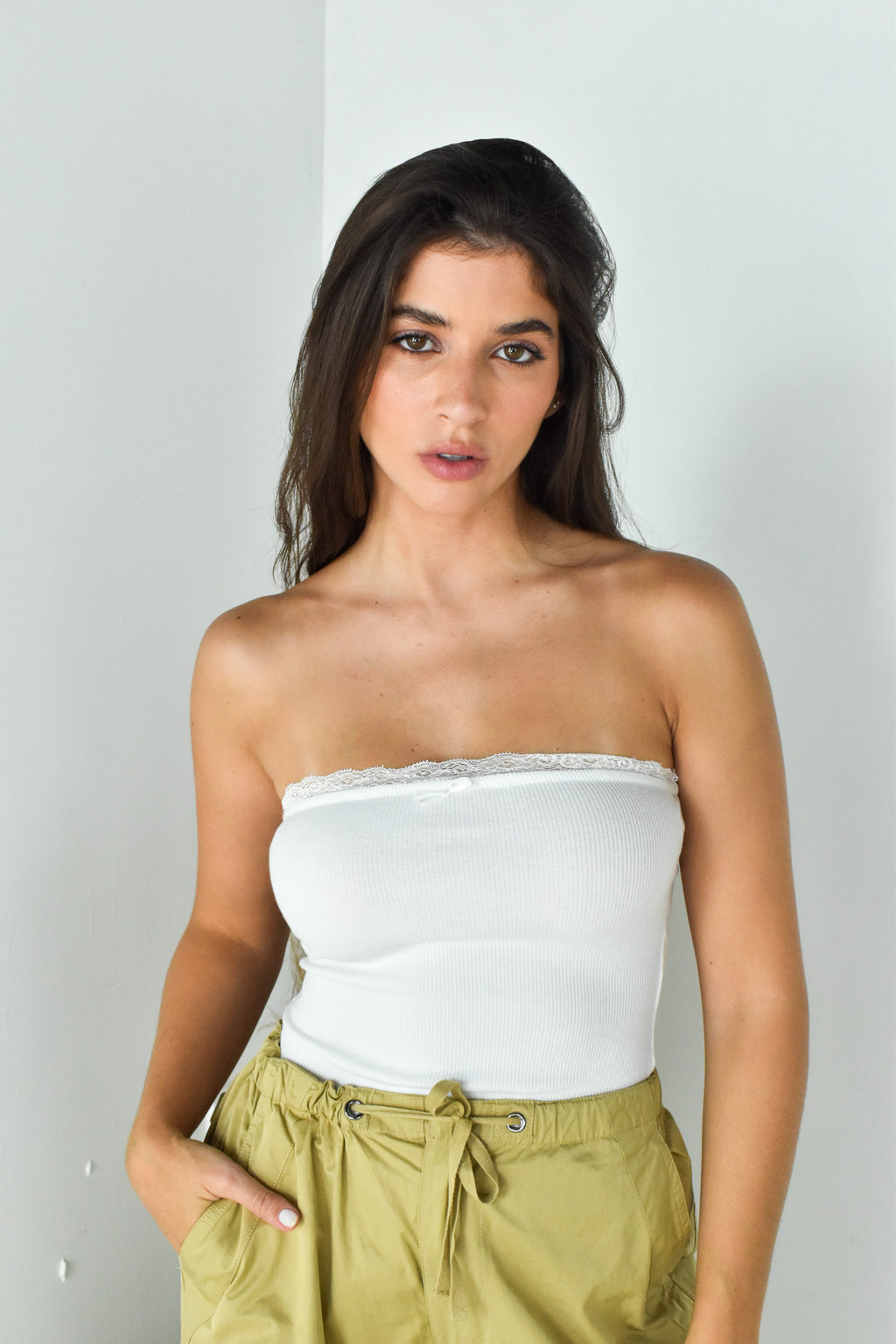 White Trim Tube Top