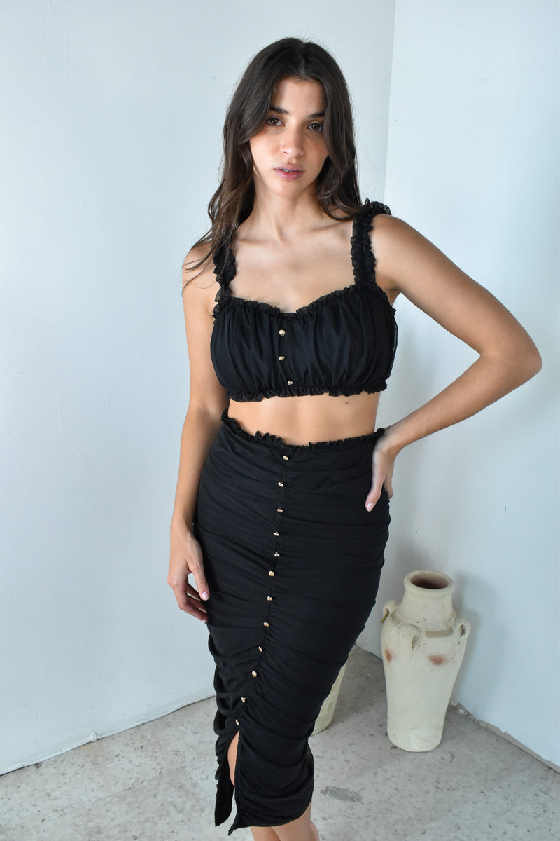 Ruched Top & Skirt Set