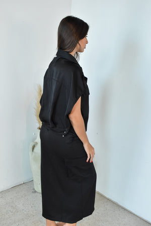 Black Satin Skirt