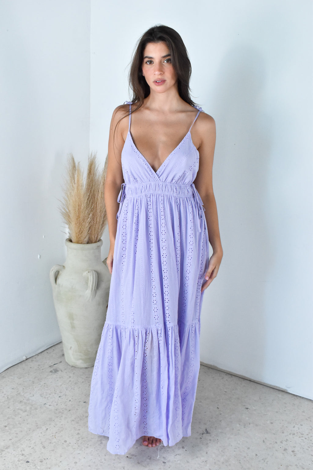 Lavender Eyelet Maxi Dress
