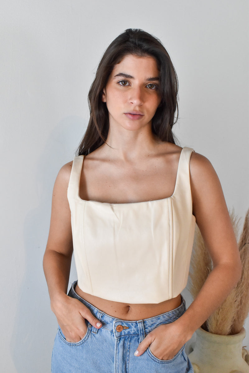 Faux Leather Corset Top