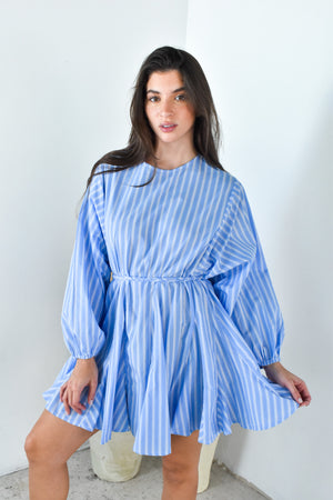 Striped Blue LS Dress