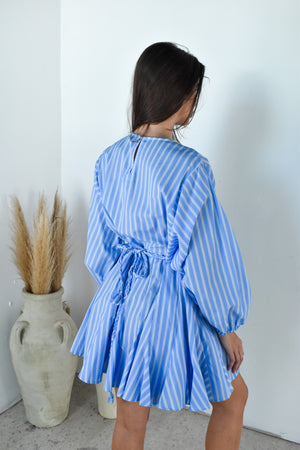 Striped Blue LS Dress