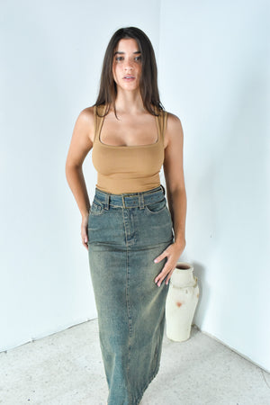 Vintage Denim Maxi Skirt