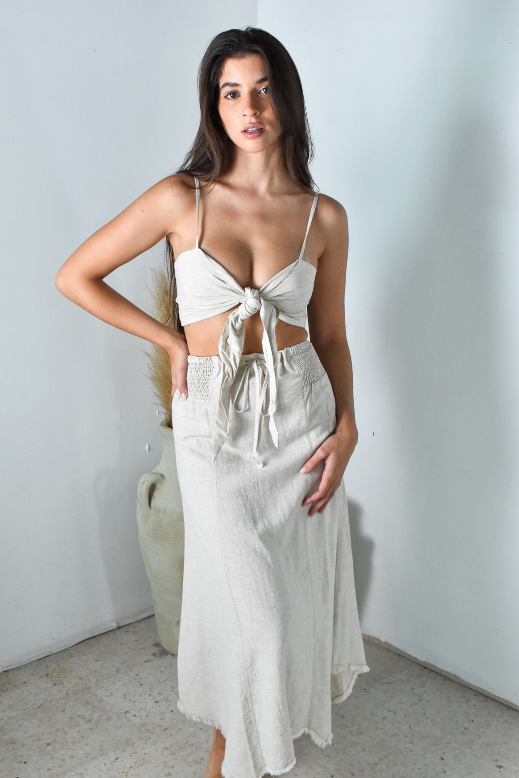Oatmeal Crop Top & Skirt Set