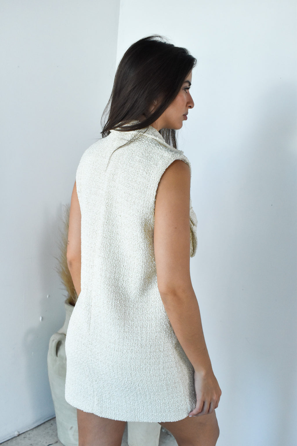 Boucle Collared Tweed Dress