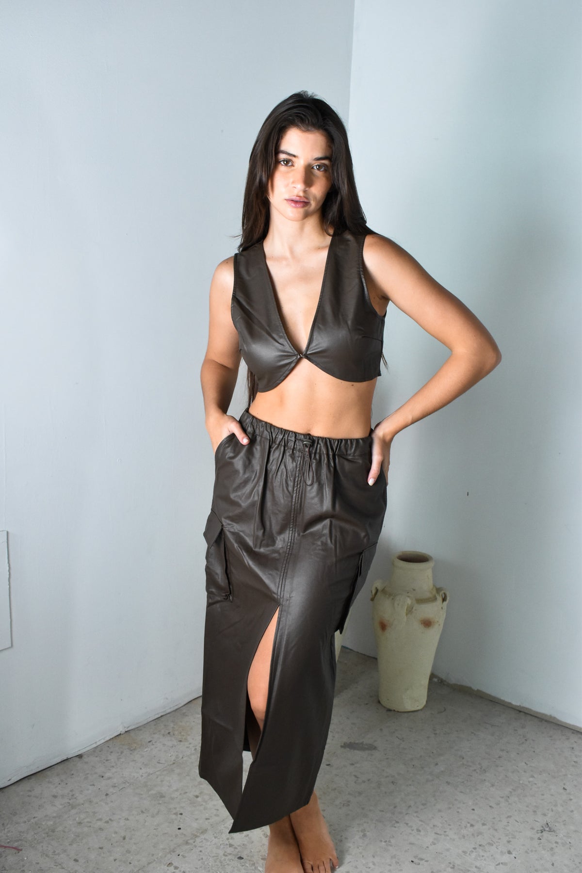Pleather Brown Set