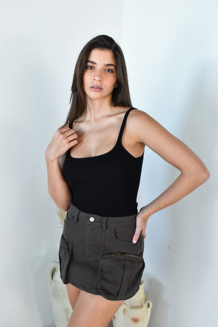 Charcoal Cargo Skirt