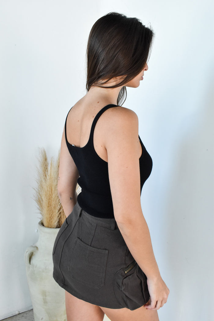 Charcoal Cargo Skirt