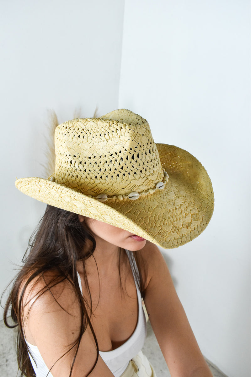 Shell Beaded Cowboy Sun Hat