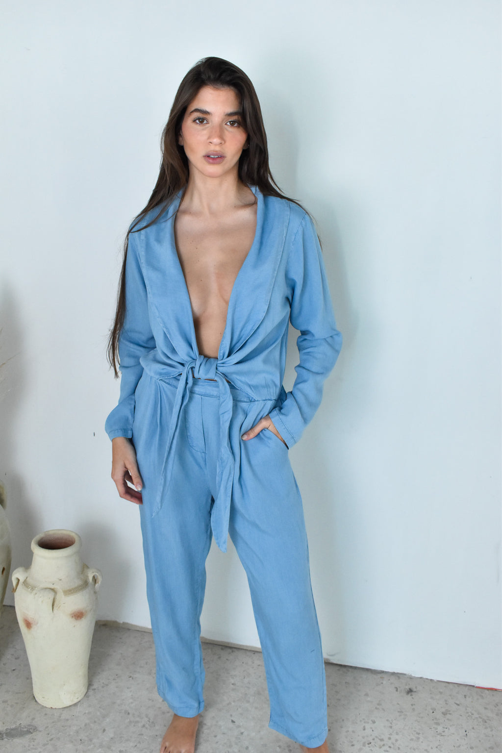 Front Tie LS Jumpsuit