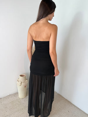 Black Mesh Tube Dress