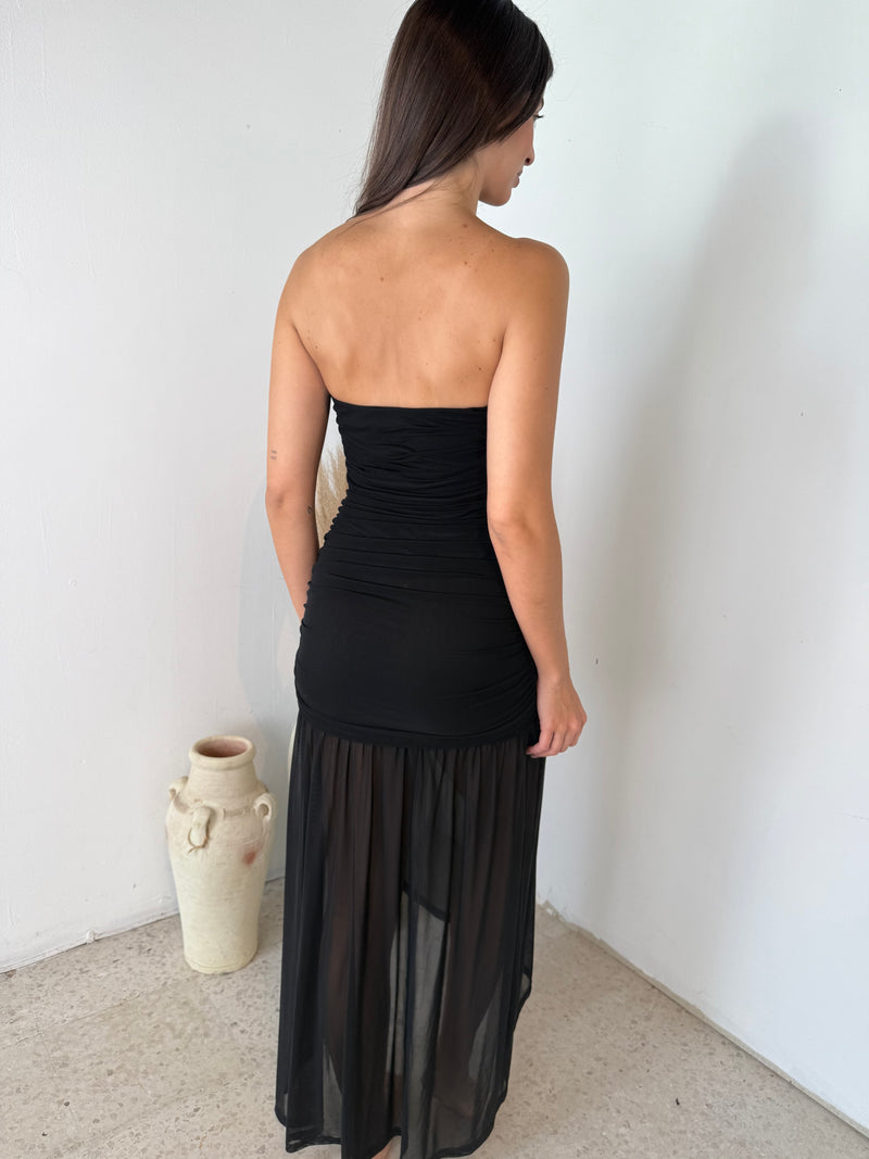 Black Mesh Tube Dress