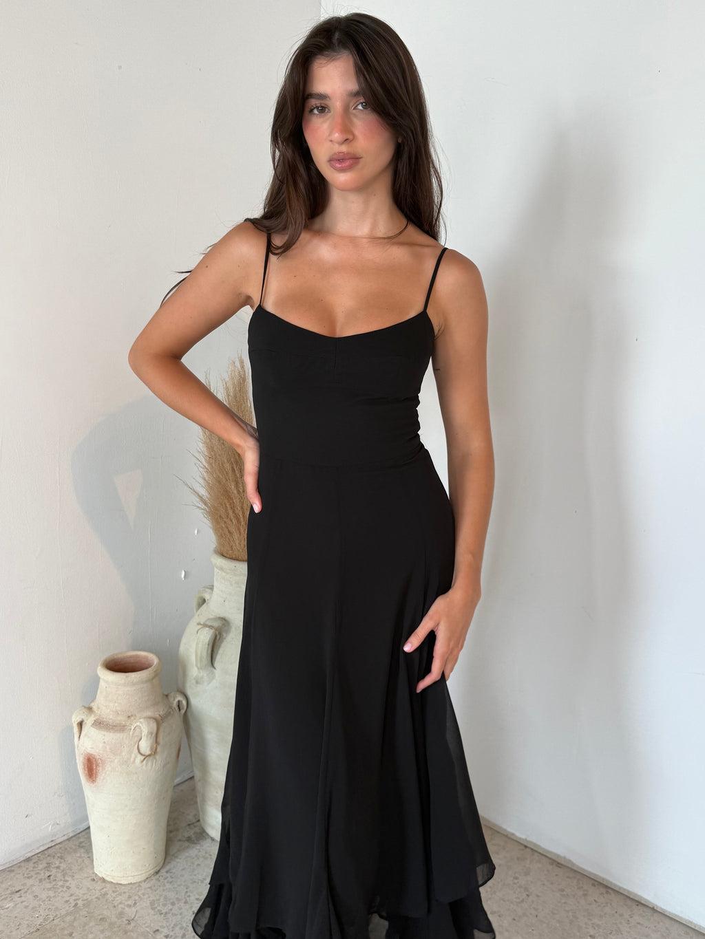 Strappy Ruffle Maxi Dress