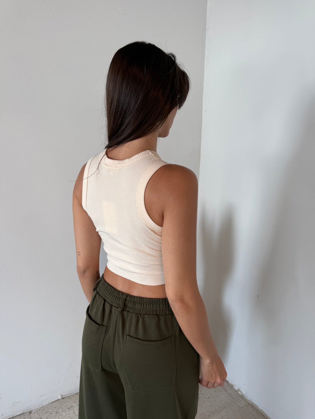 Cream Ribbed Tank