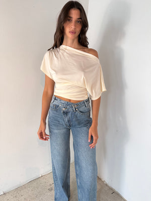 Dark Denim Wash Crossed Button