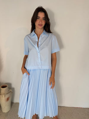 Baby Blue Pleated Set