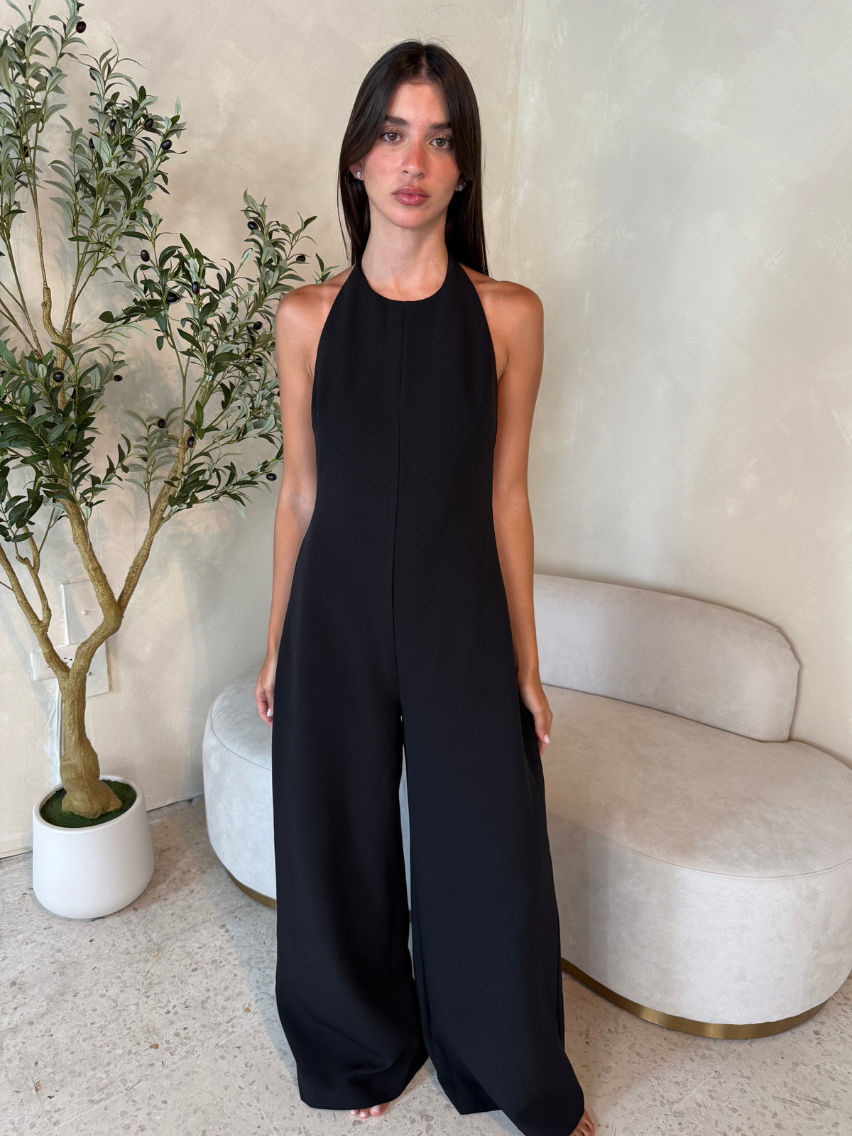 Open Back Halter Jumpsuit