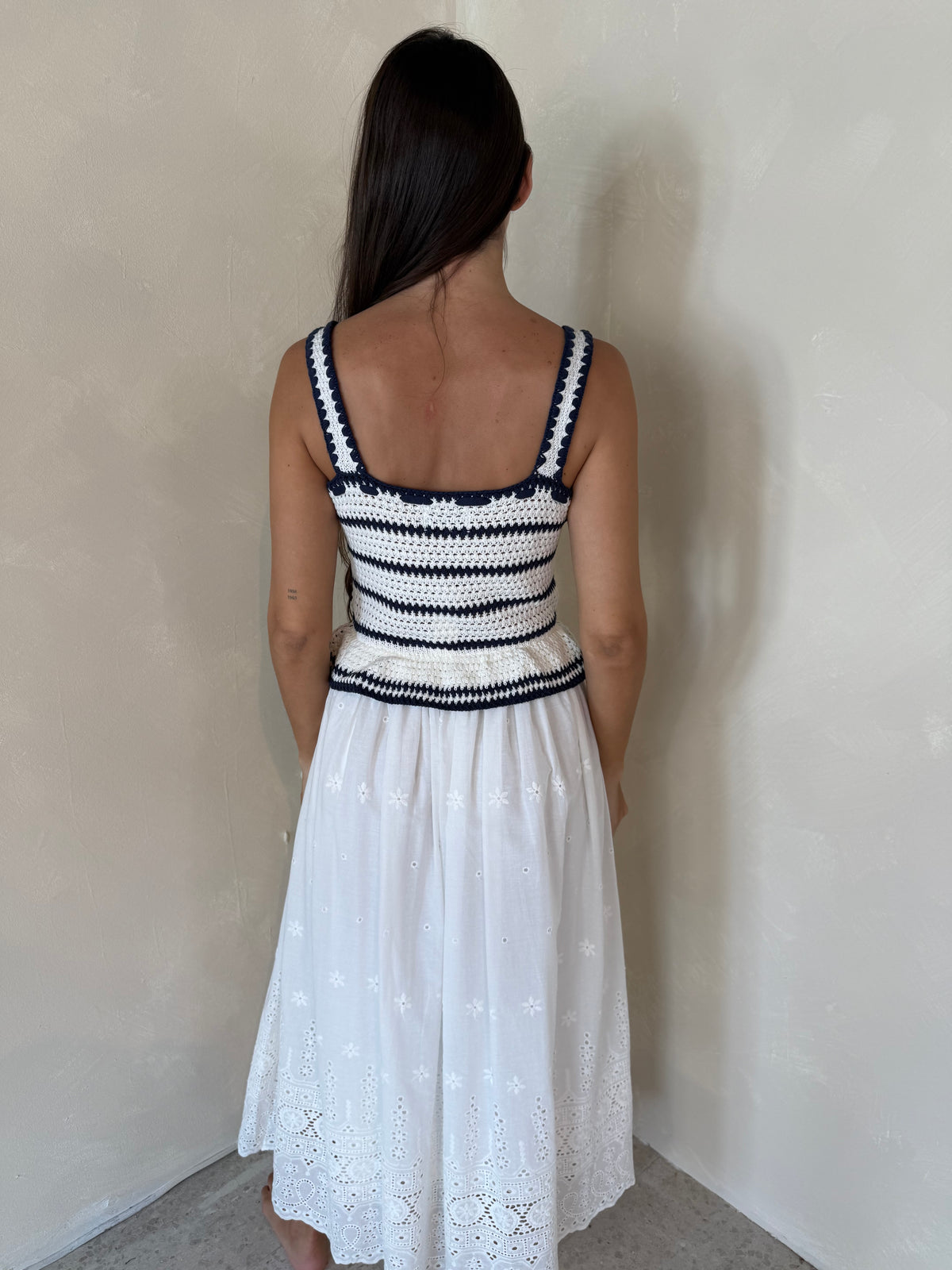 Crochet Stripe Midi Dress