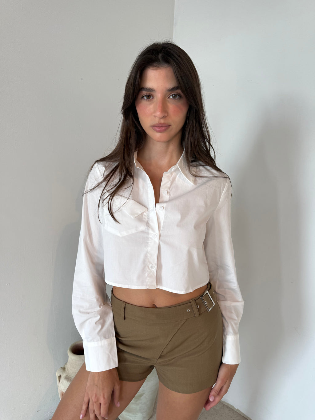 Brown Tie Buckle Shorts