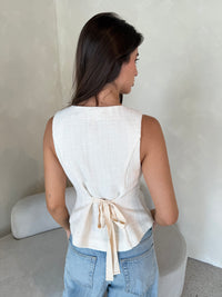 Ivory Textured Button Vest