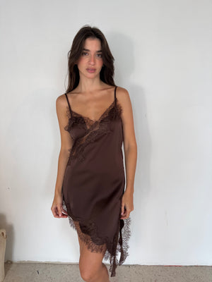 Lace Trim Spaghetti Strap Asymmetrical Dress