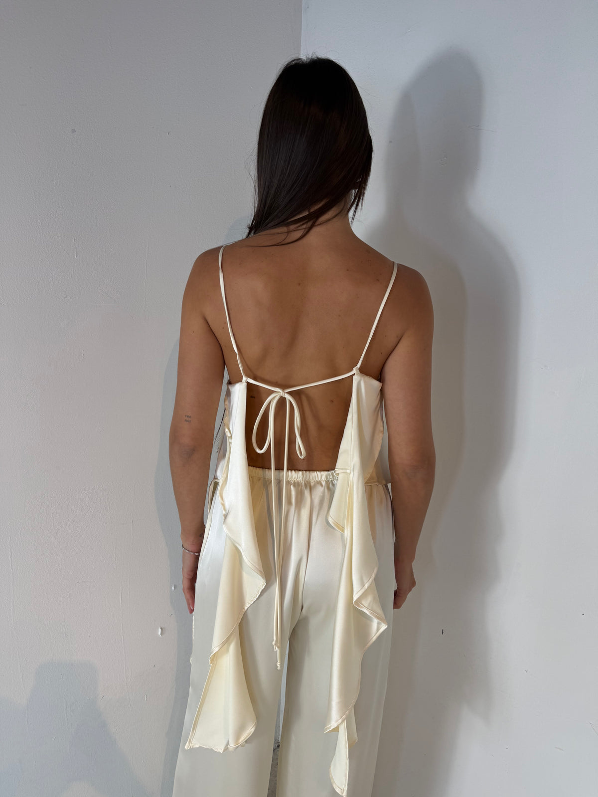 Satin Ruffle Top & Pant Set